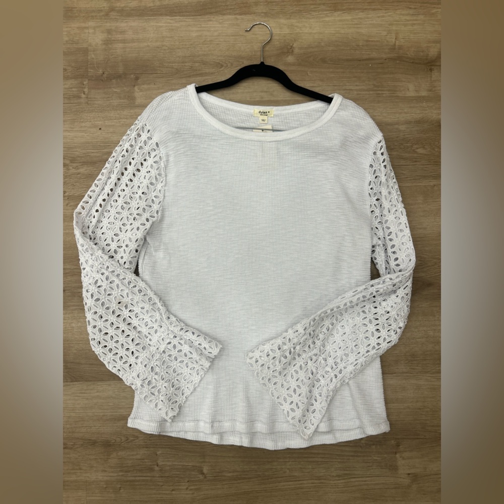 Dylan NWT SUNDANCE crochet sleeve bohemian peasant western top XL white neutral